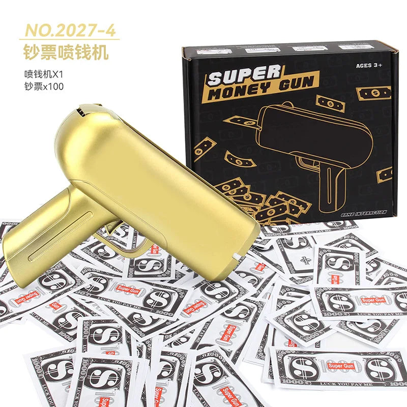 Banknote gun game toys Pistol Party Golden Money Gun Party toys Games Cash Funny toys Wedding Golden Money gun celebrate toy