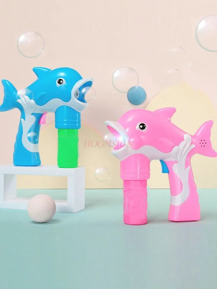 Online celebrity fully automatic bubble blowing water electric bubble blowing machine Children's toy dolphin machine gun