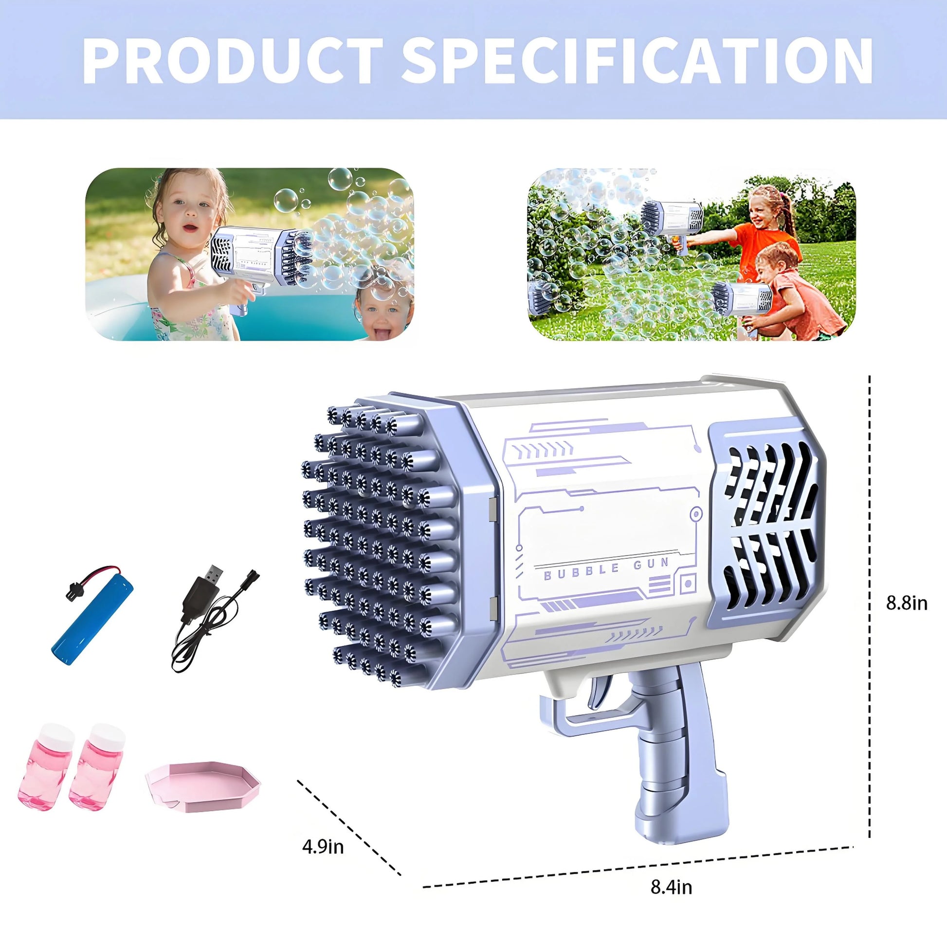 Automatic Bubble Blaster Gun with LED Lights | Non-Stop Thousands of Bubbles | Outdoor Indoor Fun for Toddlers to Kids