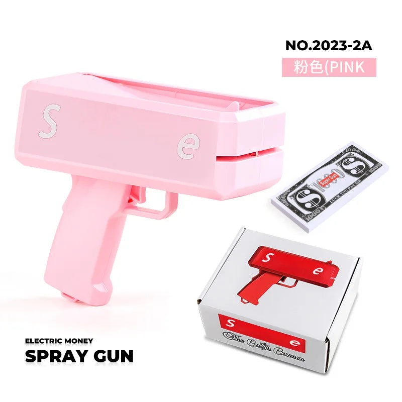 1PC Shoot Money Gun with 100PCS Toy Banknotes, Party Banknote Pistol Paper Money Shooter Interactive Game Showers of Cash