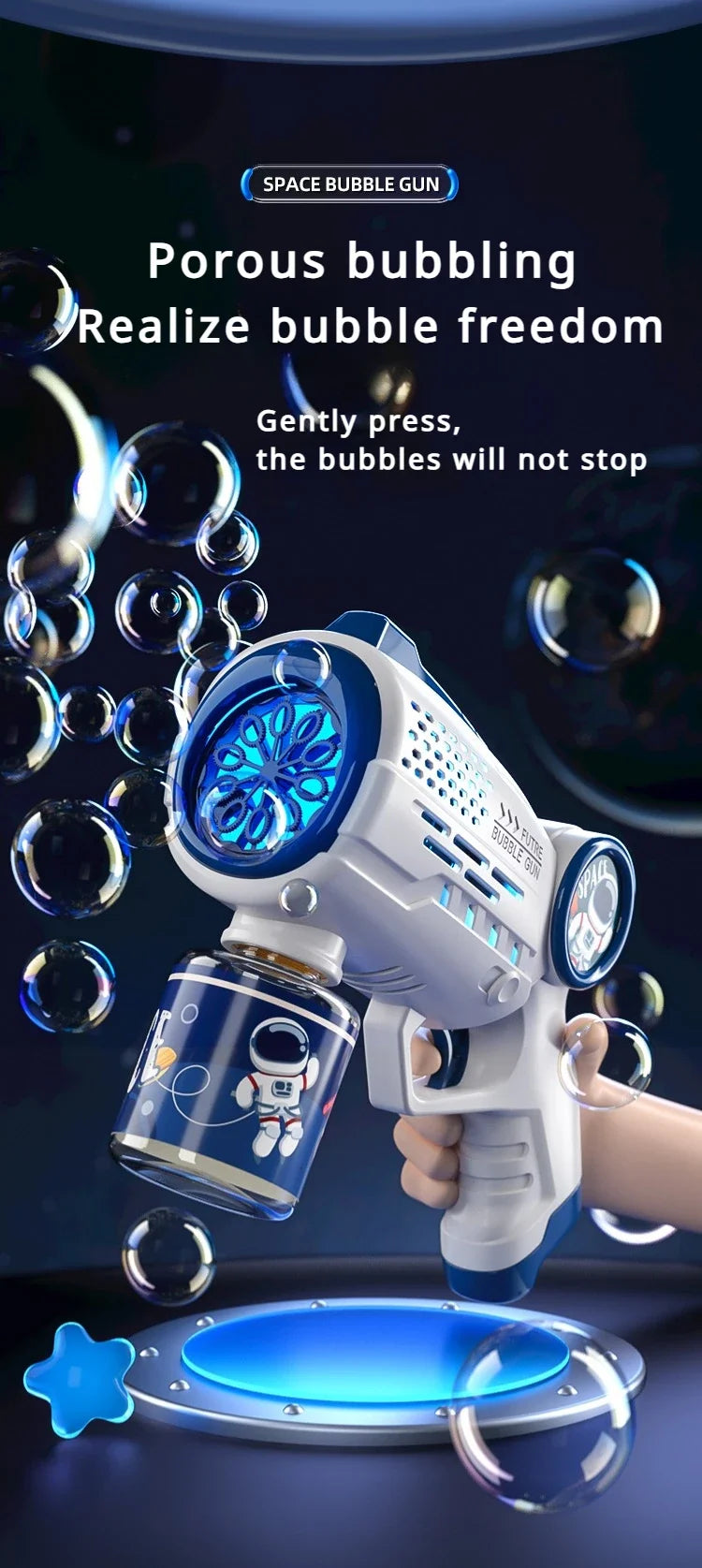 Electric Space Soap Bubble Gun Automatic Bubble Machine Maker Lights Astronaut Outdoor Games Park Toys for Kids Children's Gift