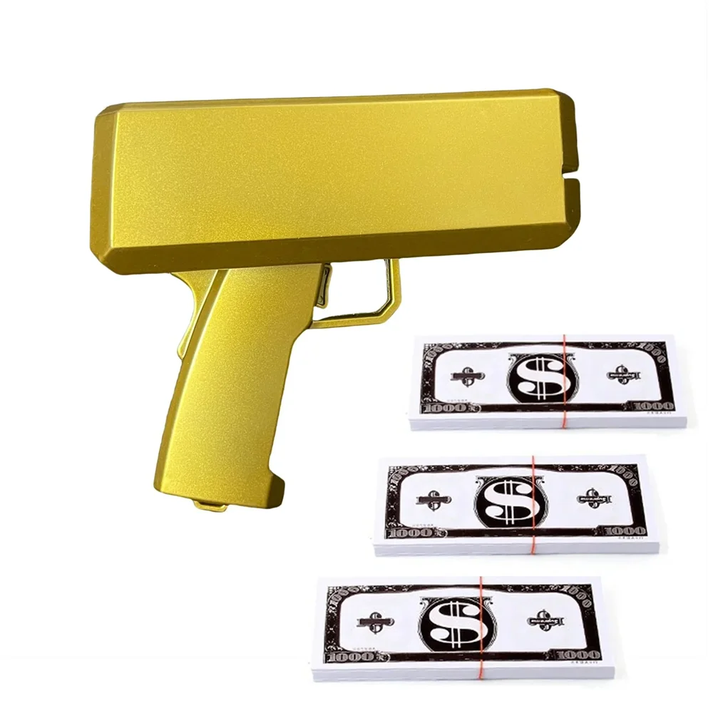 Money Shooter Gun That Look Real Fake Money Gun Shooter with Prop Money Handheld Spary Cash Gun for Game Movies Party Supplies