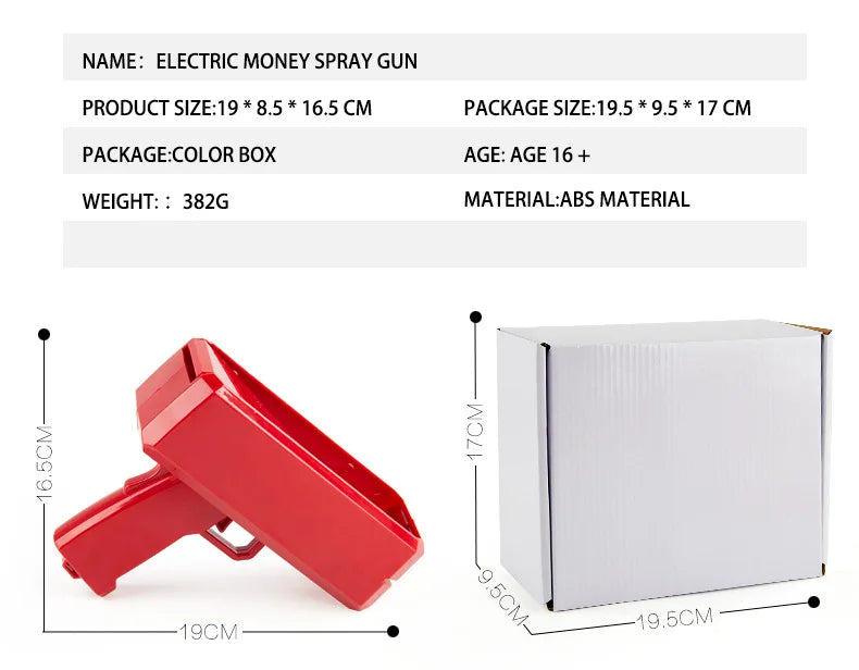 1 SET Banknote gun Party Game prop toys Relieve stress celebrate Movies Bachelor Prop Party Supplies Celebration Spray Money Gun