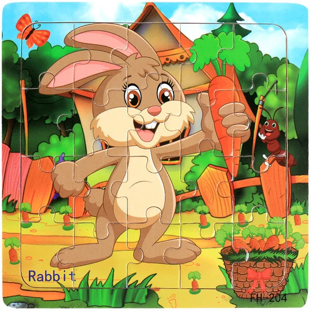 New 20 Piece Wooden 3d Puzzle Cartoon Animal Vehicle Jigsaw Puzzle Montessori Educational Toys For Kids 3-6 Years Old