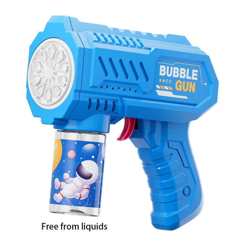 Space Astronauts Fully Automatic Bubble Gun Rocket Bubbles Machine Automatic Blower with Bubble Liquid Toy for Kids Bubble Gift