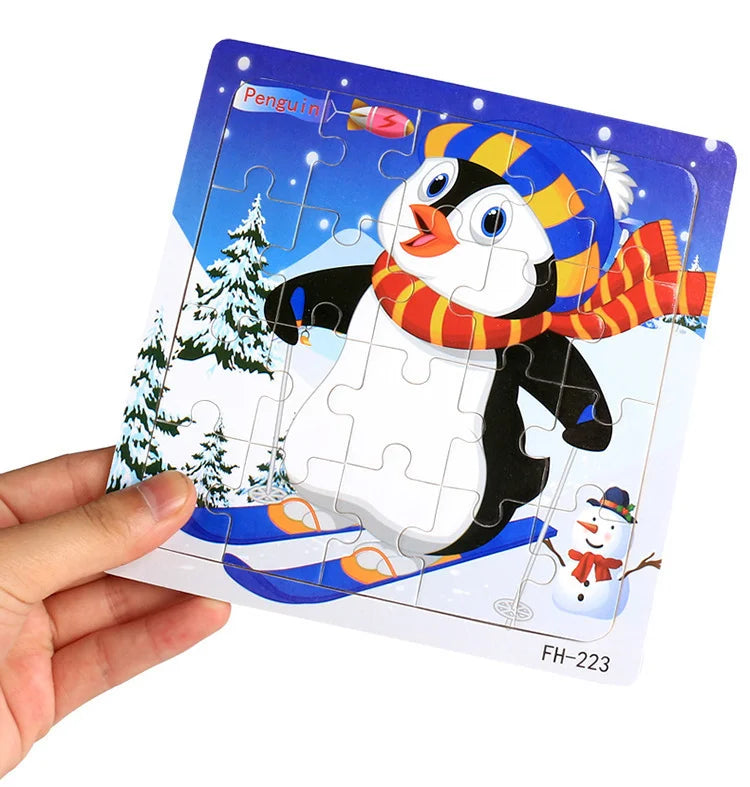 New 20 Piece Wooden 3d Puzzle Cartoon Animal Vehicle Jigsaw Puzzle Montessori Educational Toys For Kids 3-6 Years Old