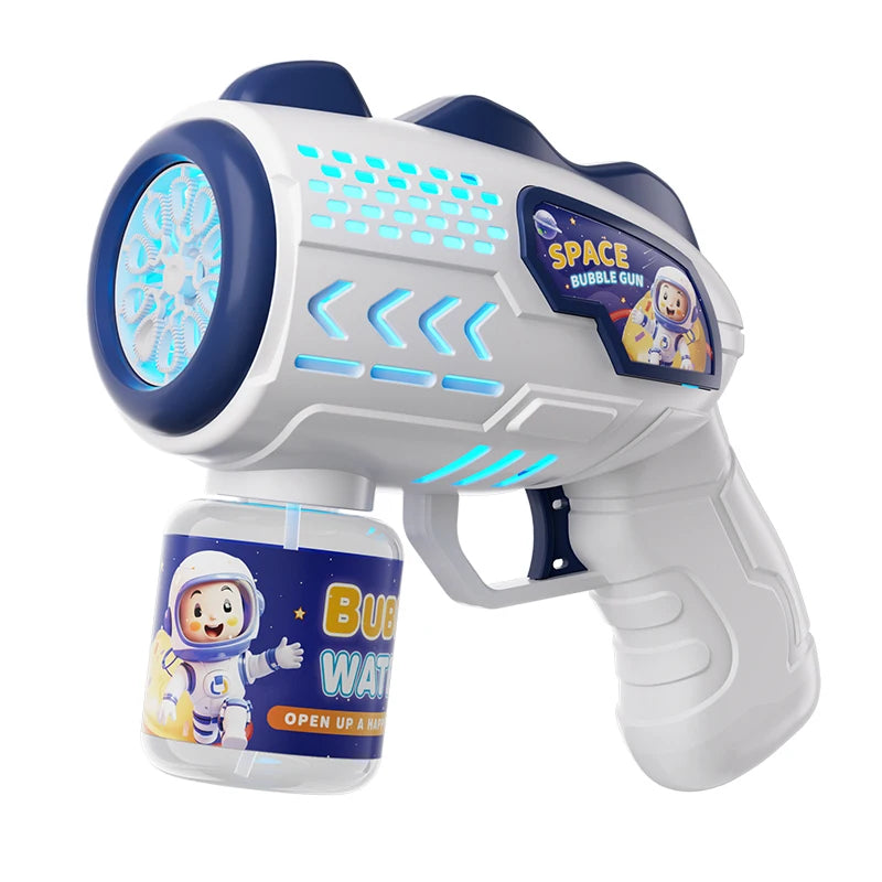 Space Astronauts Fully Automatic Bubble Gun Rocket Bubbles Machine Automatic Blower with Bubble Liquid Toy for Kids Bubble Gift