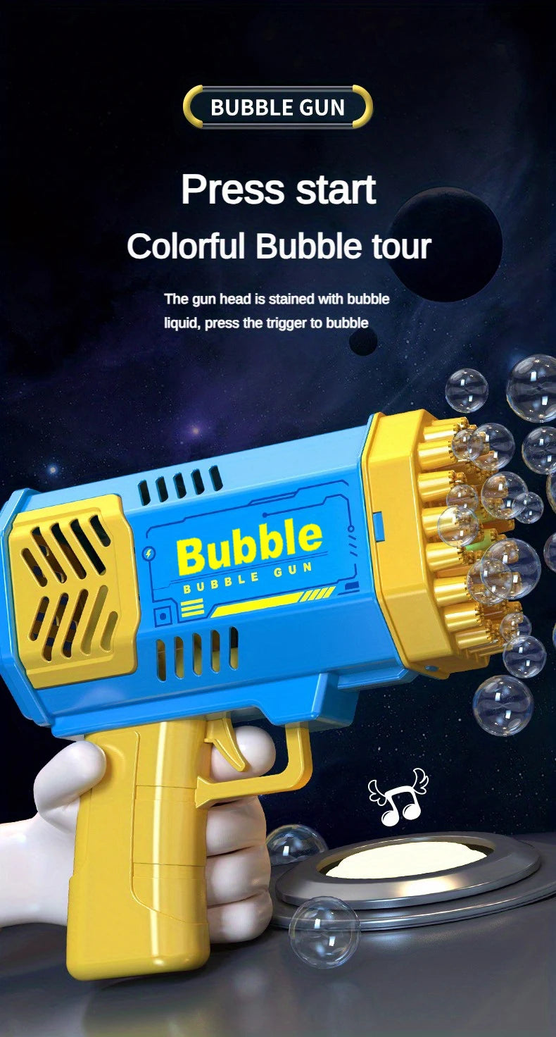 40 Holes Electric Bubble Machine Handheld Automatic Space Light Bubble Gun Kids Outdoor Battle Toys Without Bubble Water