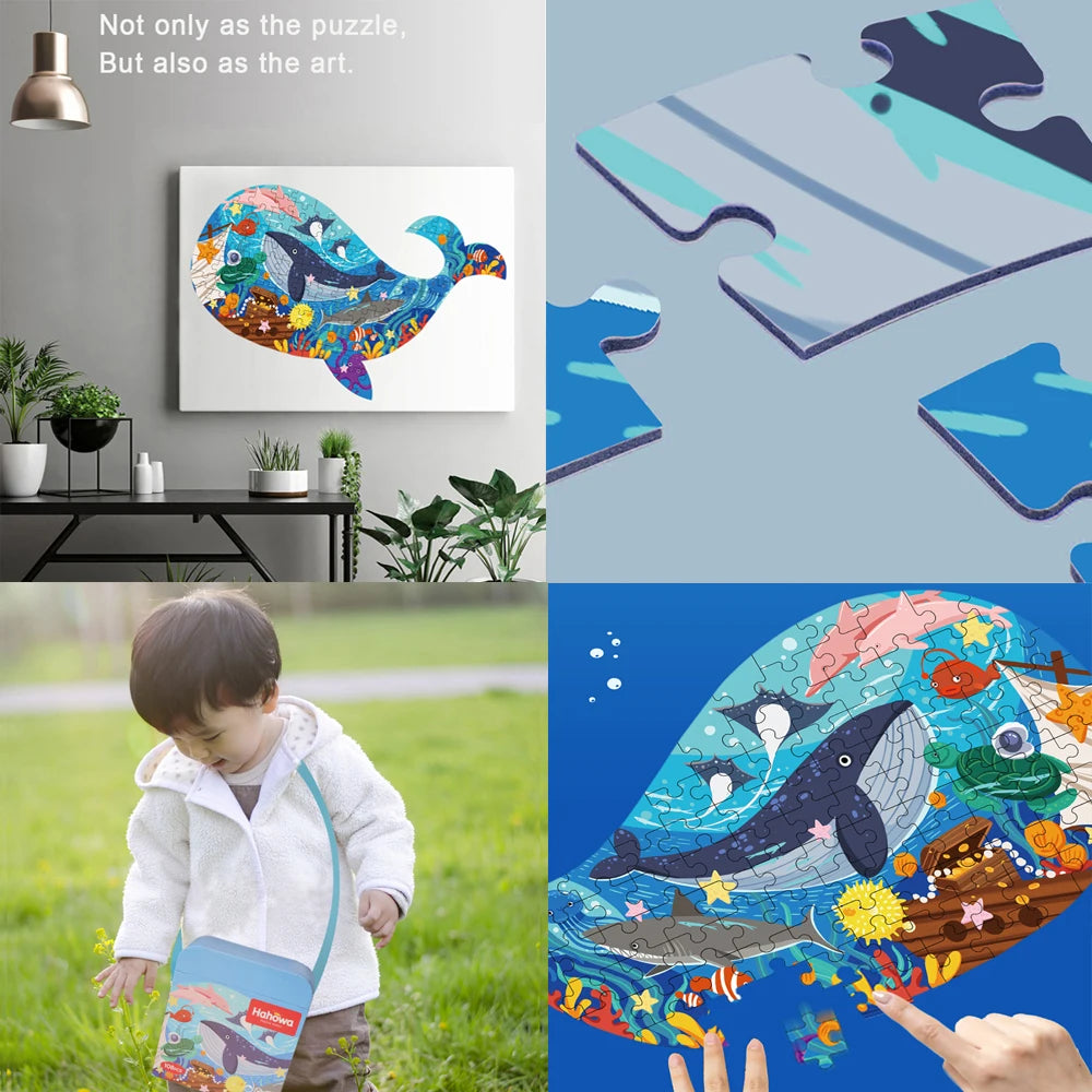 Hahowa Unique Animal Puzzle Children Jigsaw Puzzle Toy With Paper Gift Box Montesorri Education Games Toys Gifts For Kids Child