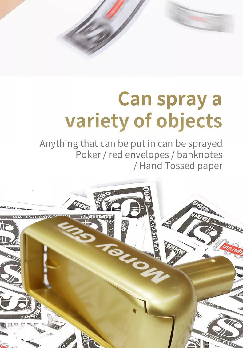 Banknote gun game toys Pistol Party Golden Money Gun Party toys Games Cash Funny toys Wedding Golden Money gun celebrate toy