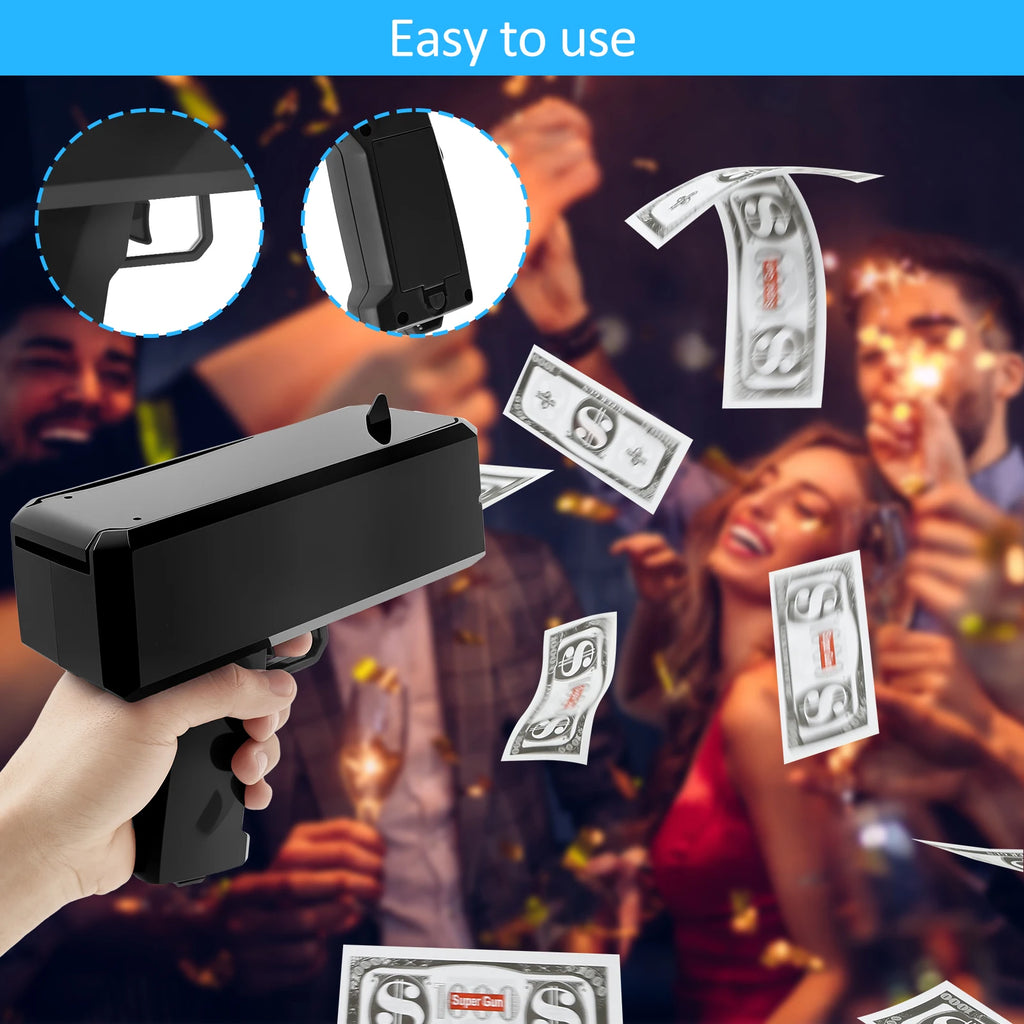 Handheld Cash Shooter Party Supplies Celebration Spray Money Gun Money Spray Tool with 200 Prop Cash For Wedding Birthday Game