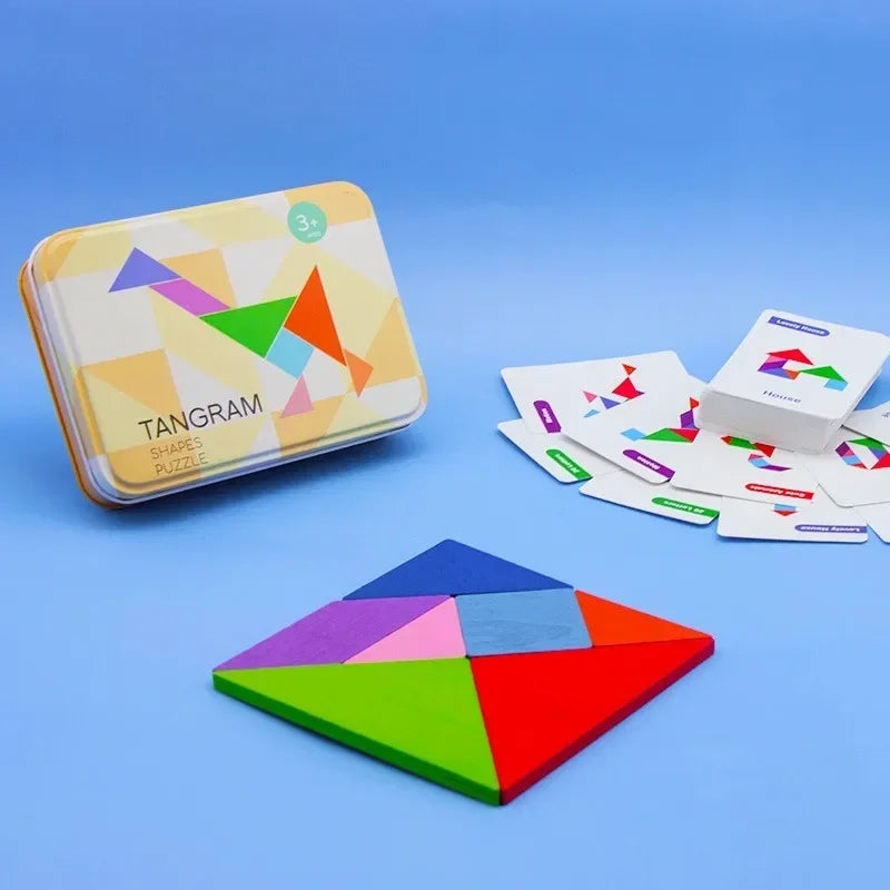 3D Wooden Pattern Animal Jigsaw Puzzle Colorful Tangram Toy Kids Montessori Early Education Sorting Games Toys Children Gift