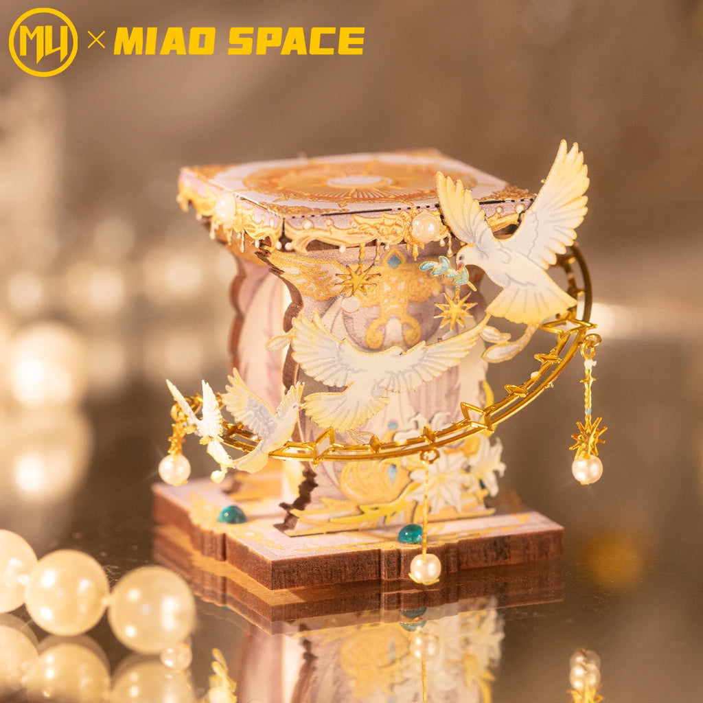 MU X MIAO SPACE Angel Cat 3D Metal Puzzle DIY Handcraft Educational Puzzle Toy Desktop Office Decoration Stress Relief Gift for