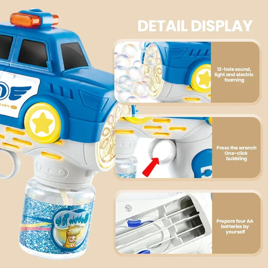 Bubbles Car Firetruck Electric Bubble Machine Police Truck Police Car Soap Bubbles Guns Kids Outdoor Games Party Toys Boys Girls