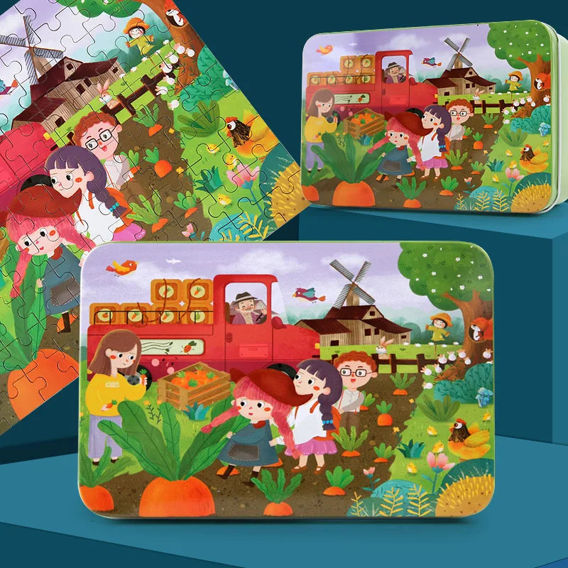 100 Pieces Puzzles for Kids Cartoon Animal Dinosaur Jigsaw Puzzle Montessori Games Children Educational Toys for Boys Girls