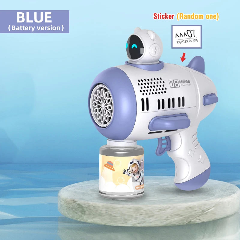 Spaceman Bubble Gun 12 Holes Shape Soap Bubble Blower Maker with Light Bubble Machne Toys for Boys Girls Birthday Gift