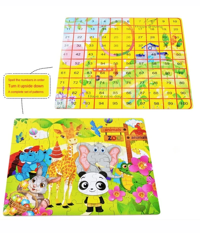 100 Pieces Puzzles for Kids Cartoon Animal Dinosaur Jigsaw Puzzle Montessori Games Children Educational Toys for Boys Girls