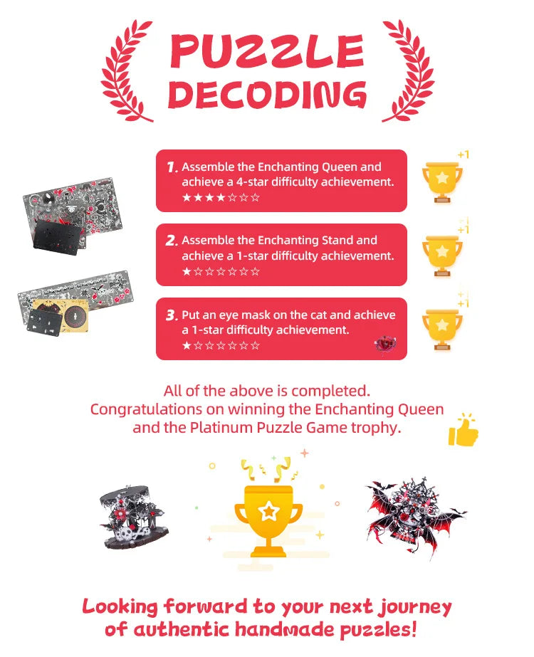 MU X MIAO SPACE Demon Cat 3d Metal Jigsaw Puzzle diy Puzzle Toy Desktop office decoration, Stress-relieving colorful gift