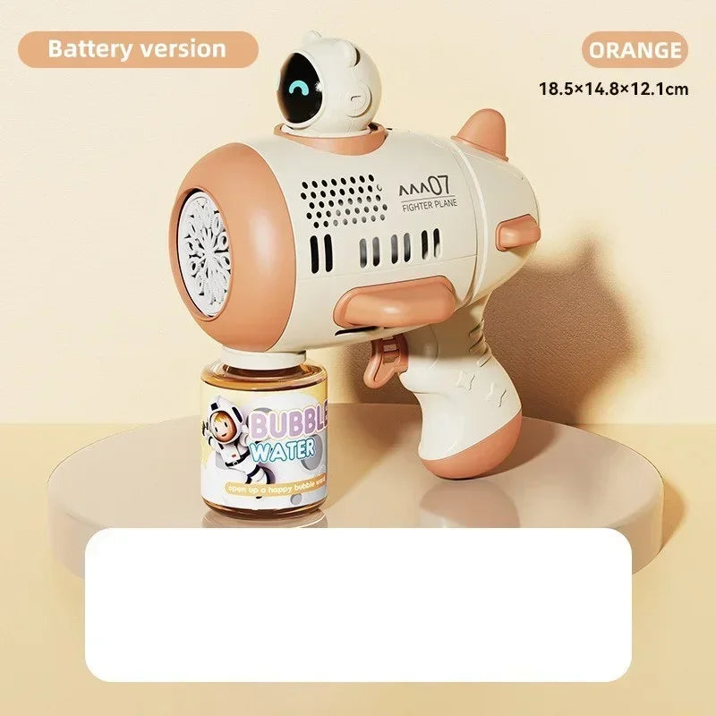 Spaceman Bubble Gun 12 Holes Shape Soap Bubble Blower Maker with Light Bubble Machne Toys for Boys Girls Birthday Gift