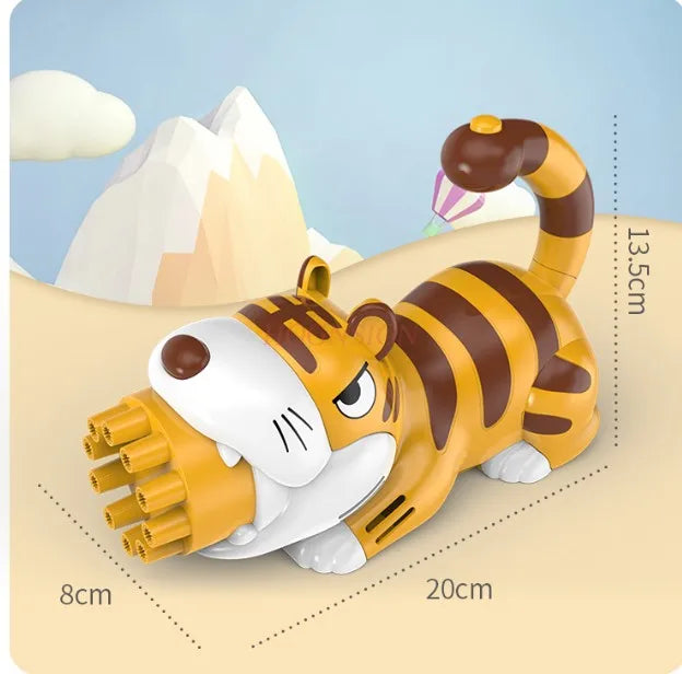 Tiger Blowing Bubble Machine Children's Handheld Gatling Machine Gun Electric Girl Heart Pop Toy