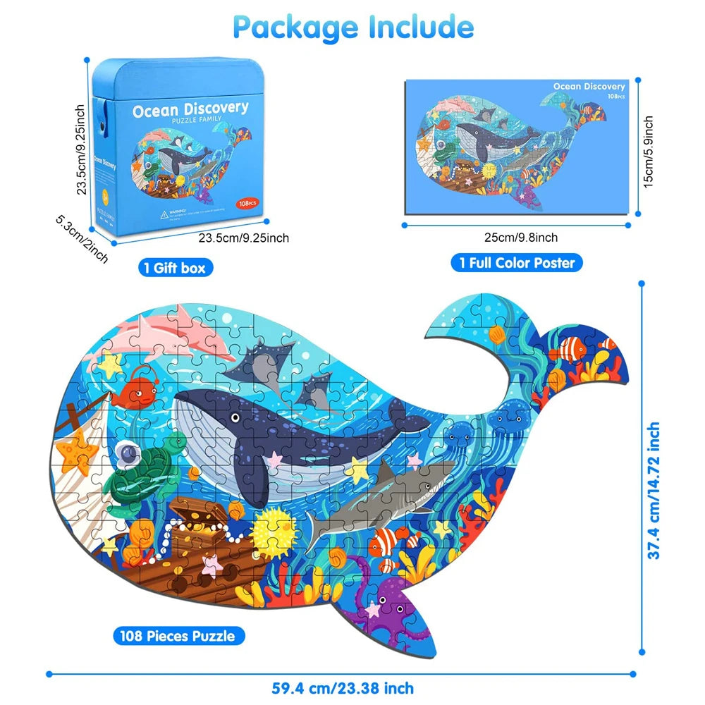Hahowa Unique Animal Puzzle Children Jigsaw Puzzle Toy With Paper Gift Box Montesorri Education Games Toys Gifts For Kids Child