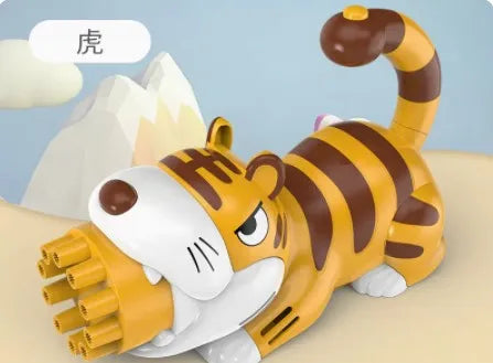 Tiger Blowing Bubble Machine Children's Handheld Gatling Machine Gun Electric Girl Heart Pop Toy
