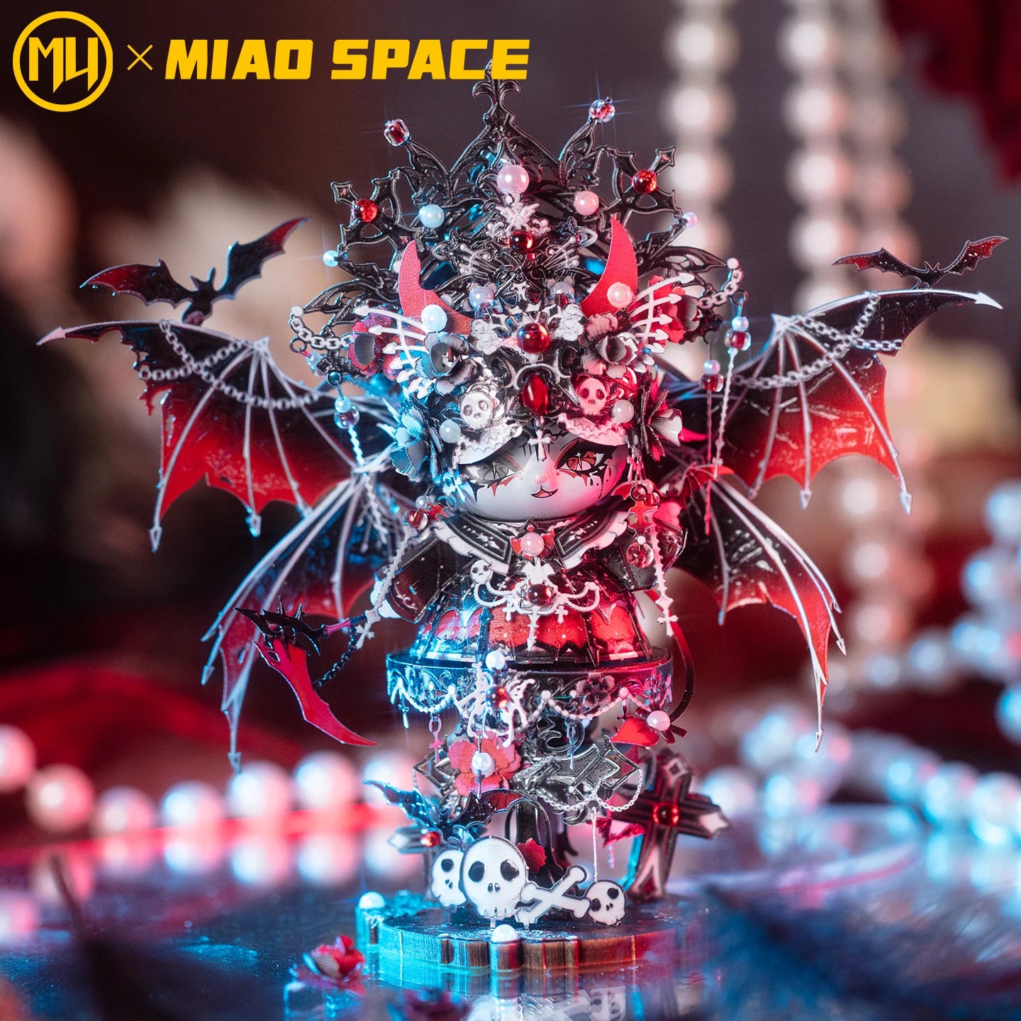 MU X MIAO SPACE Demon Cat 3d Metal Jigsaw Puzzle diy Puzzle Toy Desktop office decoration, Stress-relieving colorful gift