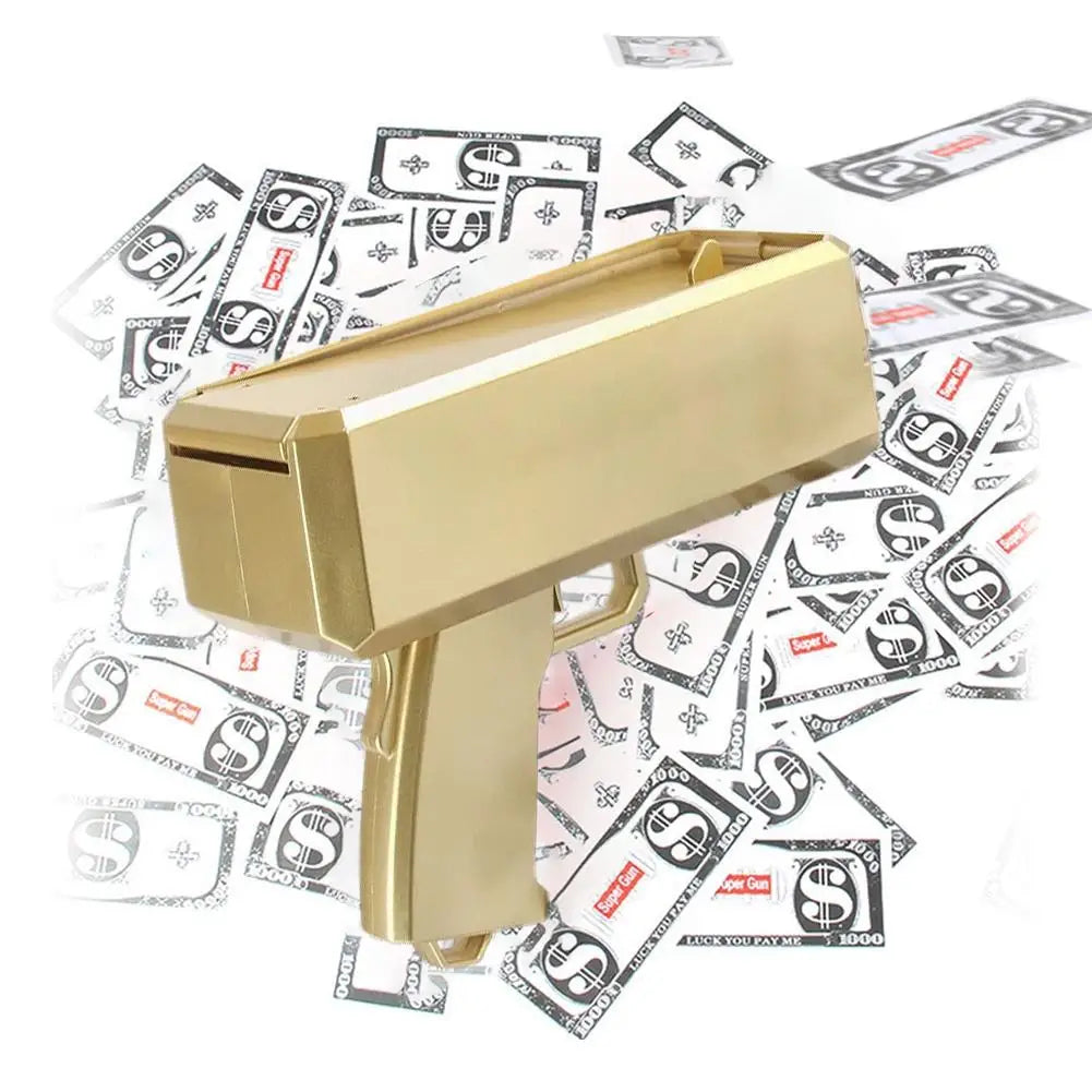 Money Shooter Gun That Look Real Fake Money Gun Shooter with Prop Money Handheld Spary Cash Gun for Game Birthday Decoration