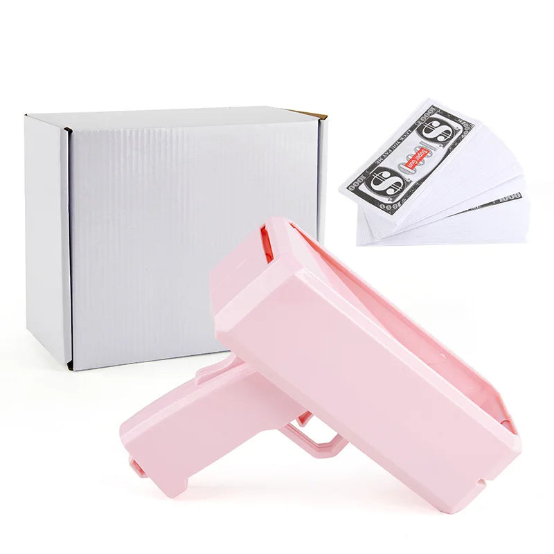 1PC Shoot Money Gun with 100PCS Toy Banknotes, Party Banknote Pistol Paper Money Shooter Interactive Game Showers of Cash