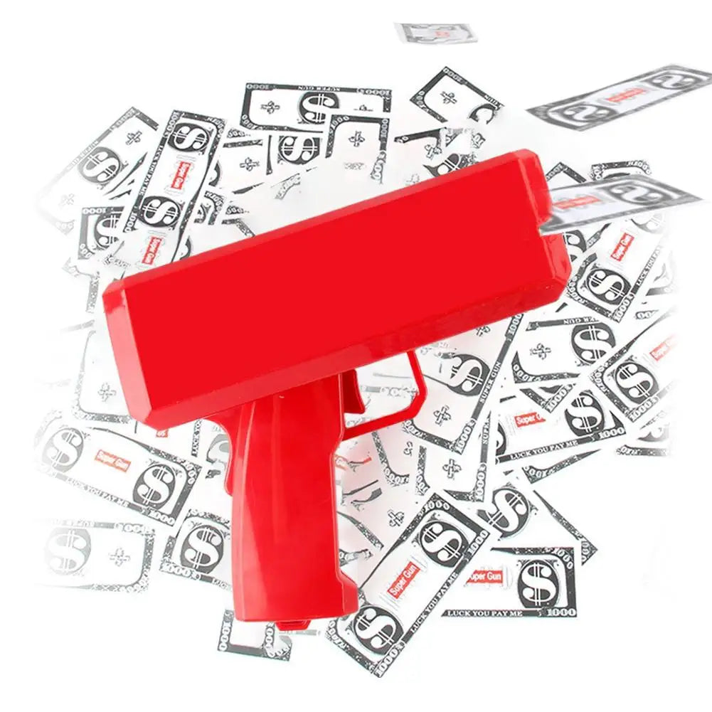 Money Shooter Gun That Look Real Fake Money Gun Shooter with Prop Money Handheld Spary Cash Gun for Game Birthday Decoration