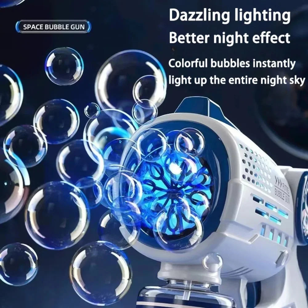 Electric Space Soap Bubble Gun Automatic Bubble Machine Maker Lights Astronaut Outdoor Games Park Toys for Kids Children's Gift