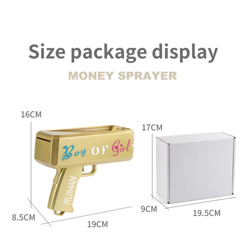 Money gun gender reveal boys or girls birthday wedding party props spray paper confetti cannons salute streamers confetti spray