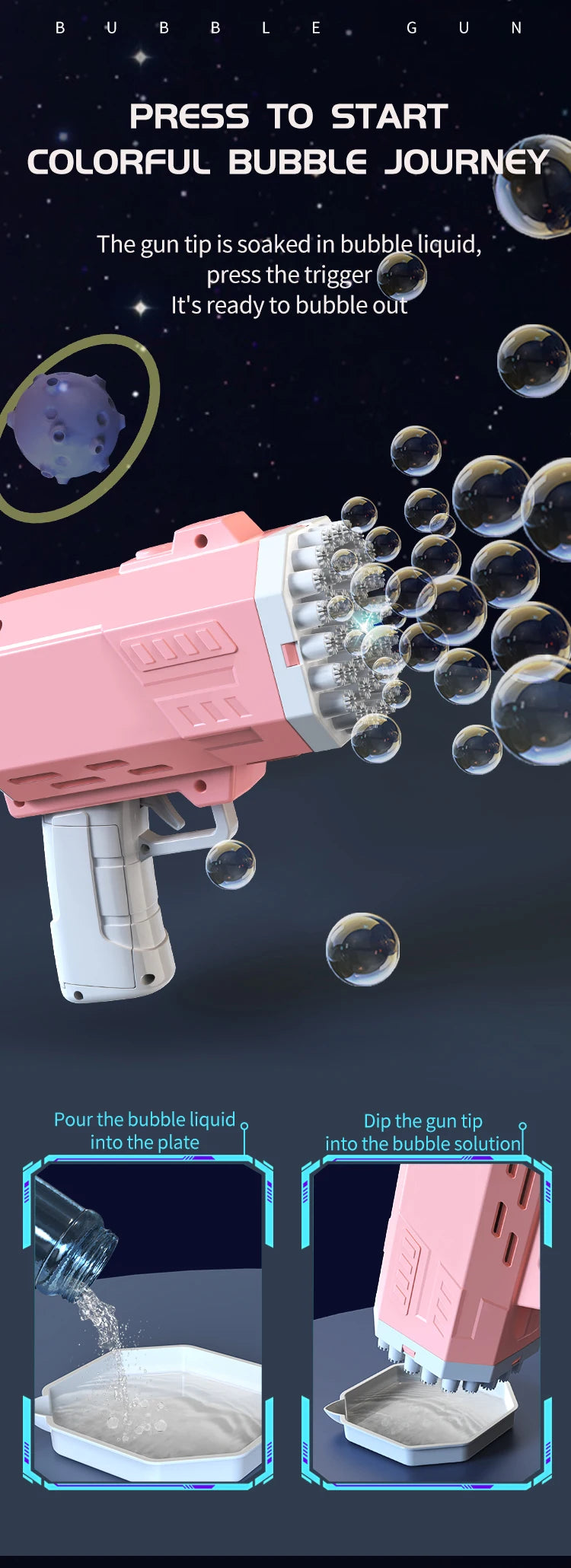 40 Hole Bubble Machine Toy Handheld Porous Bubble Gun/wedding Game/bubble Outdoor Toy (Without Bubble Water)