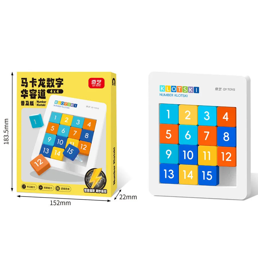 Number Klotski 4x4 Macaron Magnetic Speed Sliding Block Game Educational Puzzle Toy Brain Tester for Kids Children Birthday Gift