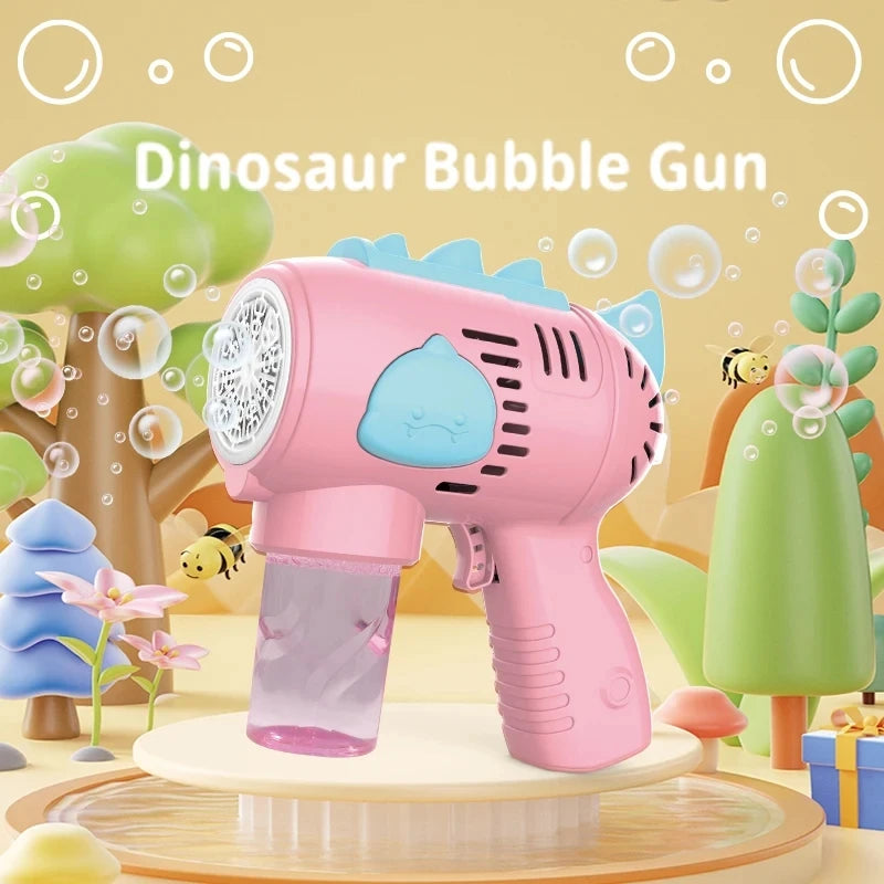 New Dinosaur Electric Automatic Light Bubble Machine Bubble Gun Summer Beach Bathing Outdoor Games Children's Gift Toys