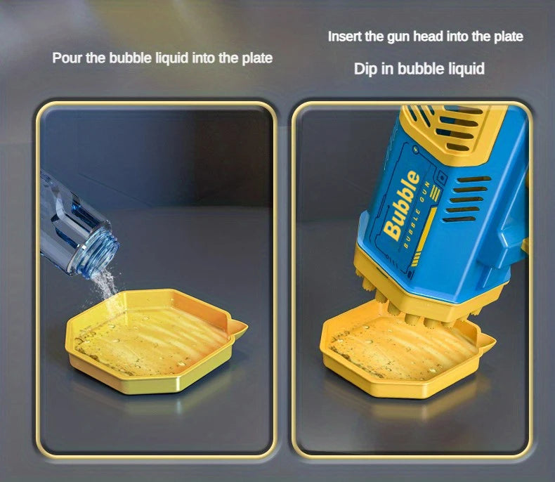 40 Holes Electric Bubble Machine Handheld Automatic Space Light Bubble Gun Kids Outdoor Battle Toys Without Bubble Water