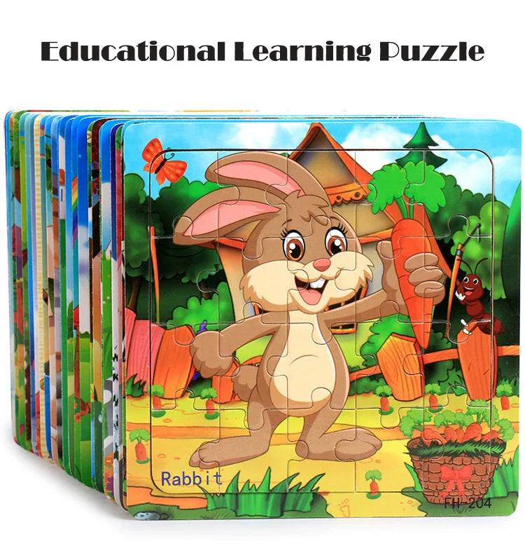 New 20 Piece Wooden 3d Puzzle Cartoon Animal Vehicle Jigsaw Puzzle Montessori Educational Toys For Kids 3-6 Years Old