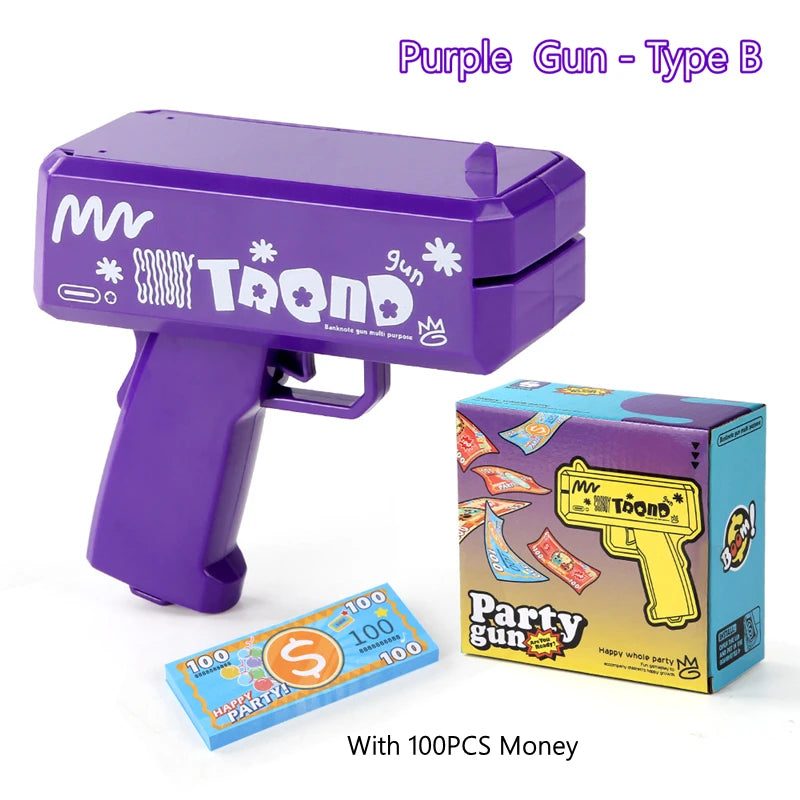 Cute Mini Prop Money Gun Paper Playing Spary Cash Shooter Gun Wedding Birthday Bachelor Party Celebration Supplies Kids Toys
