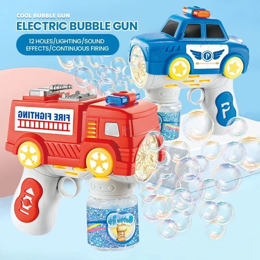 Bubbles Car Firetruck Electric Bubble Machine Police Truck Police Car Soap Bubbles Guns Kids Outdoor Games Party Toys Boys Girls