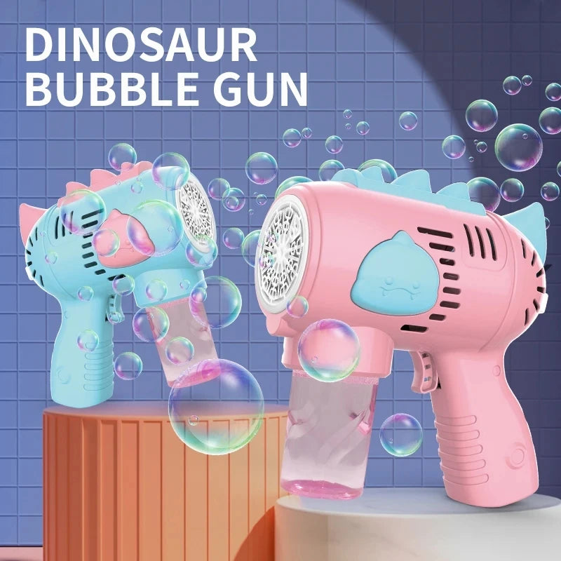 New Dinosaur Electric Automatic Light Bubble Machine Bubble Gun Summer Beach Bathing Outdoor Games Children's Gift Toys