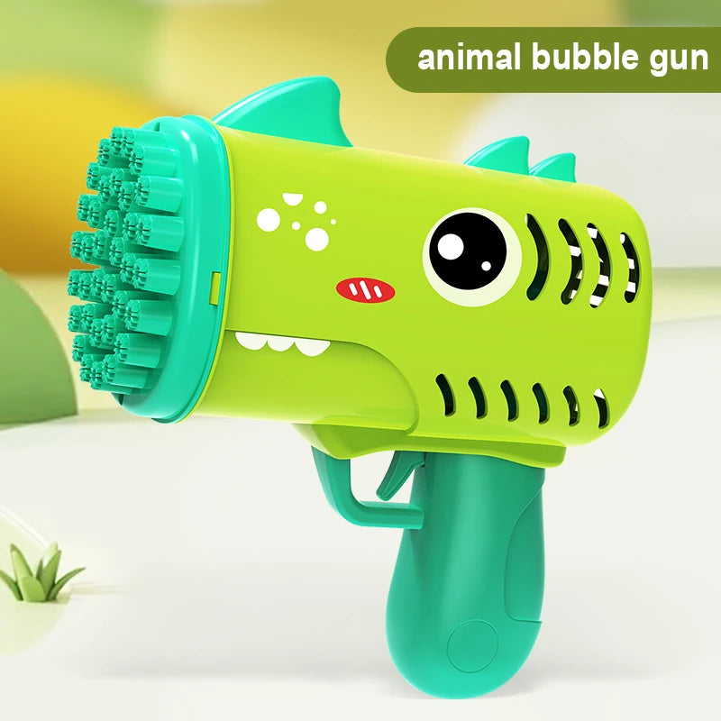 35 hole children's handheld bubble blowing toy dinosaur cartoon electric bubble machine Gatling without battery and bubble water