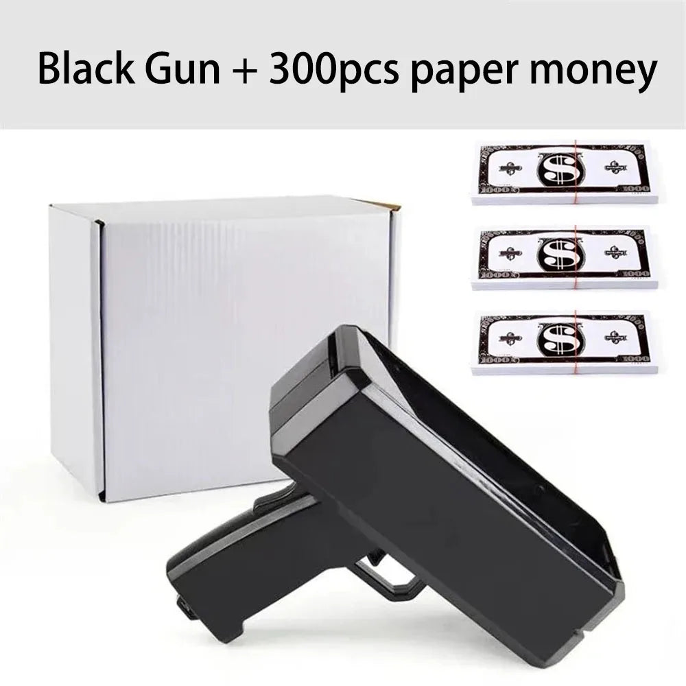 Money Shooter Gun That Look Real Fake Money Gun Shooter with Prop Money Handheld Spary Cash Gun for Game Movies Party Supplies