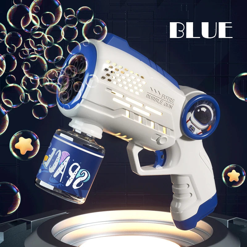 Electric Space Soap Bubble Gun Automatic Bubble Machine Maker Lights Astronaut Outdoor Games Park Toys for Kids Children's Gift