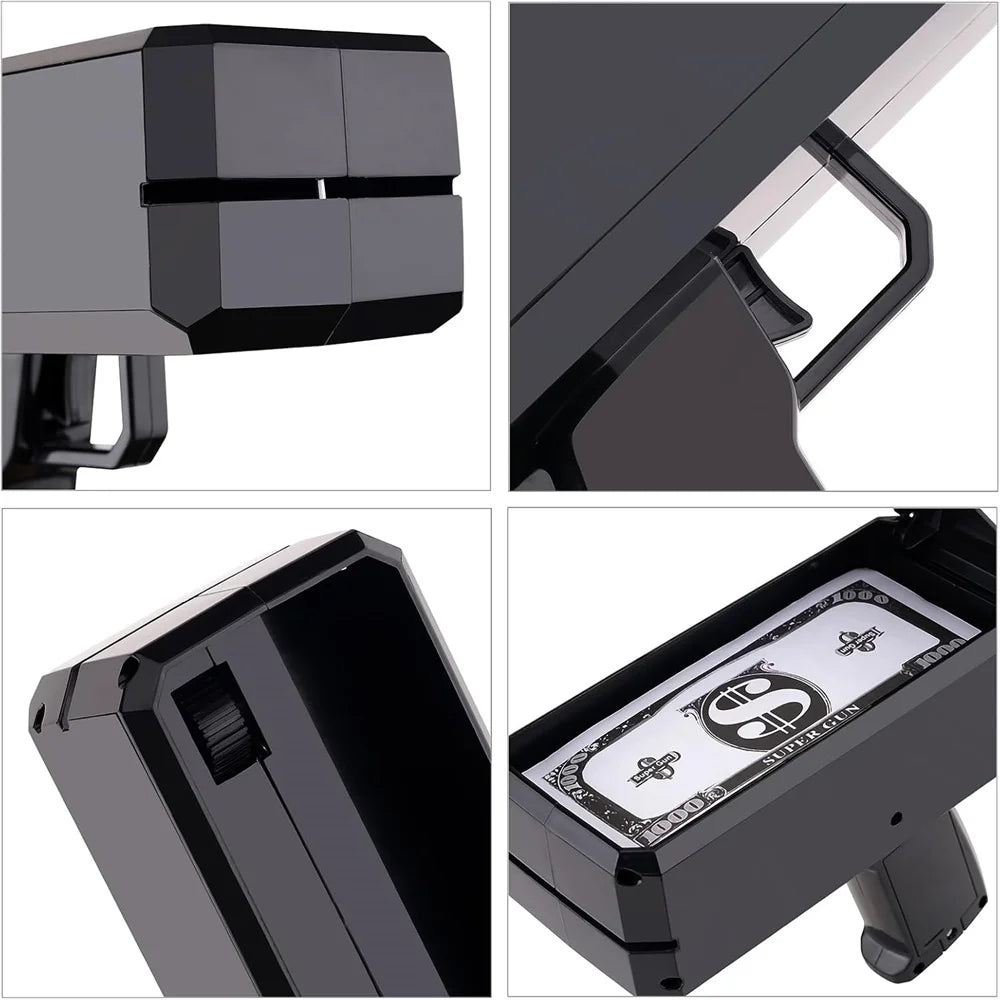 Money Shooter Gun That Look Real Fake Money Gun Shooter with Prop Money Handheld Spary Cash Gun for Game Movies Party Supplies