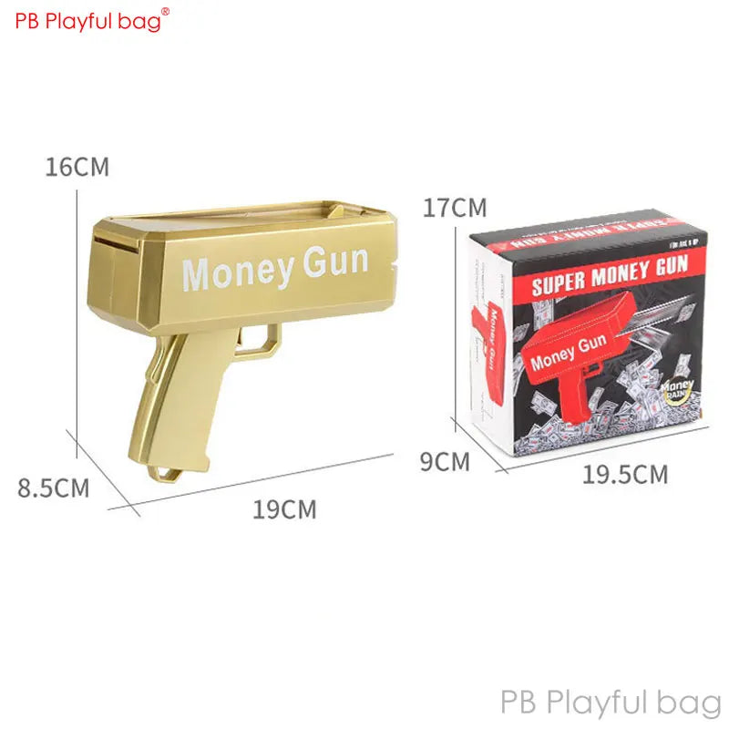 Electric Money Gun Ver.1 with 100pcs Props Money Cash Banknote Spray gun Adult Party Wedding Supplies Children toys AC98