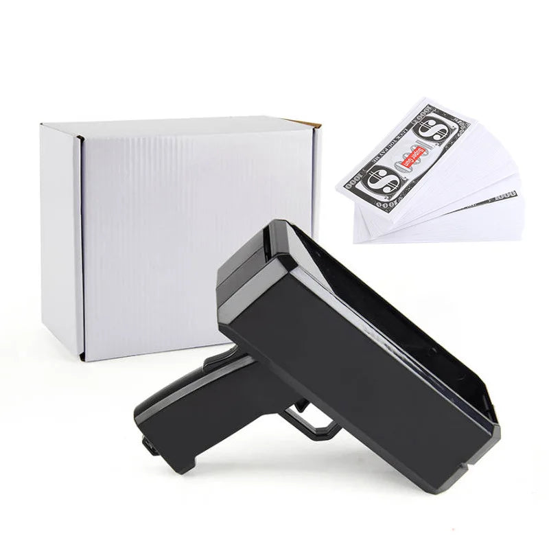 1PC Shoot Money Gun with 100PCS Toy Banknotes, Party Banknote Pistol Paper Money Shooter Interactive Game Showers of Cash