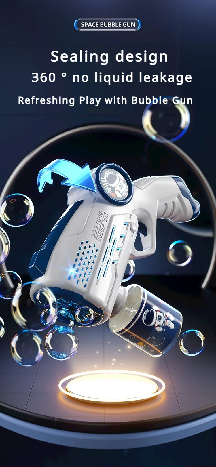 Electric Space Soap Bubble Gun Automatic Bubble Machine Maker Lights Astronaut Outdoor Games Park Toys for Kids Children's Gift