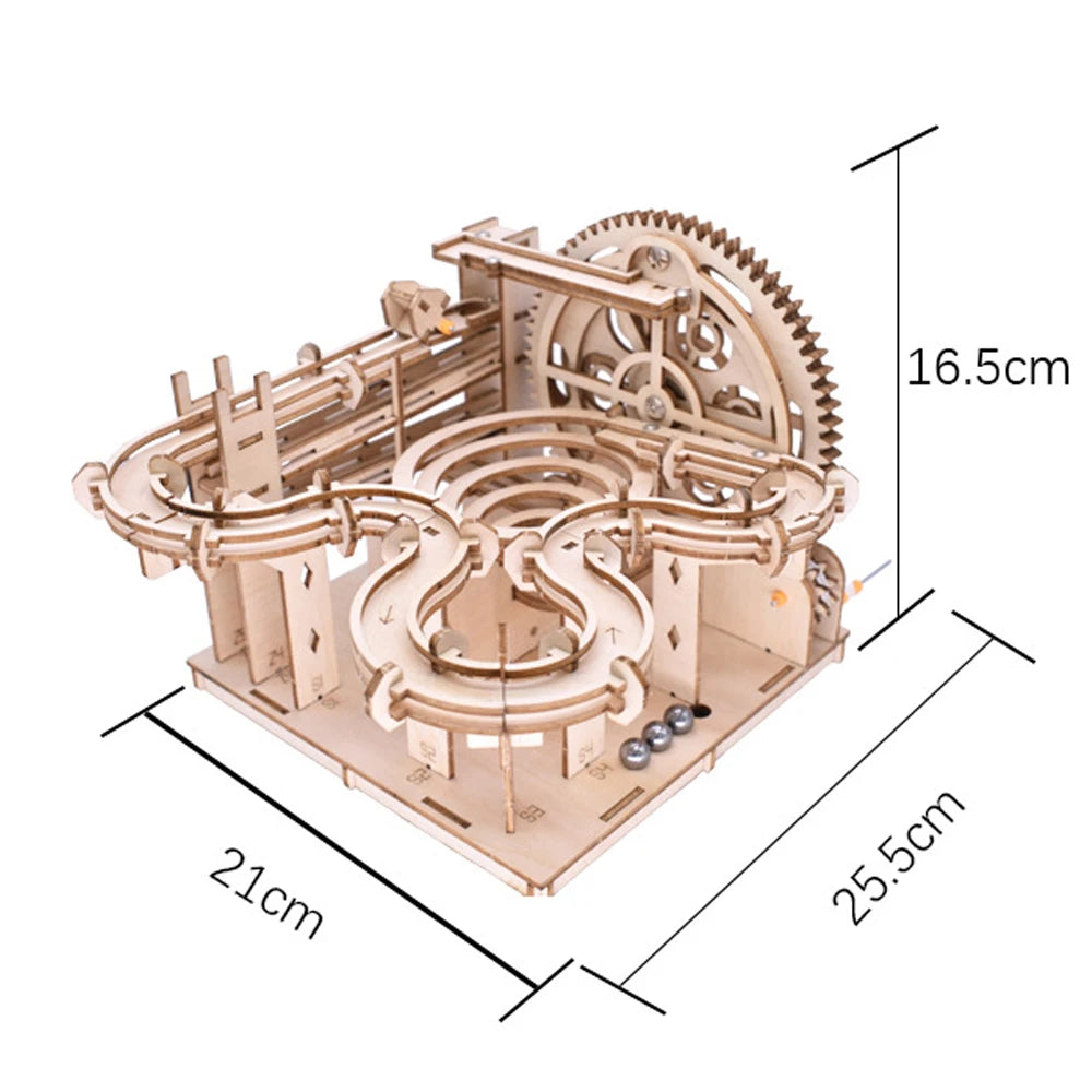 3D Wooden Puzzle Marble Run Set DIY Assembly Building Model Kit STEAM Engine Educational Toys for Adult Kids Birthday Gifts