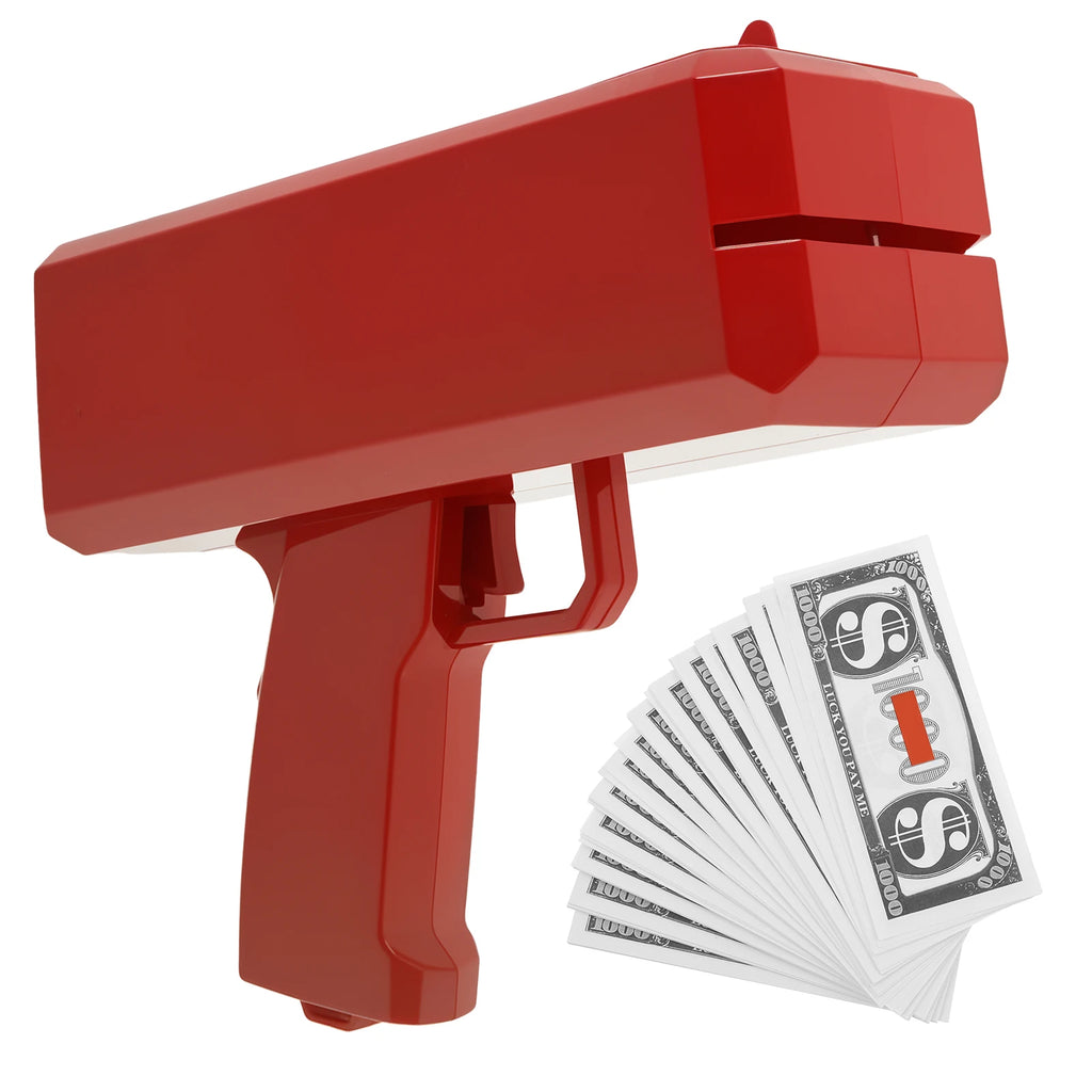Handheld Cash Shooter with 200 Prop Cash for Wedding Birthday Game Movies Bachelor Props Party Celebration Spray Money Gun Toy