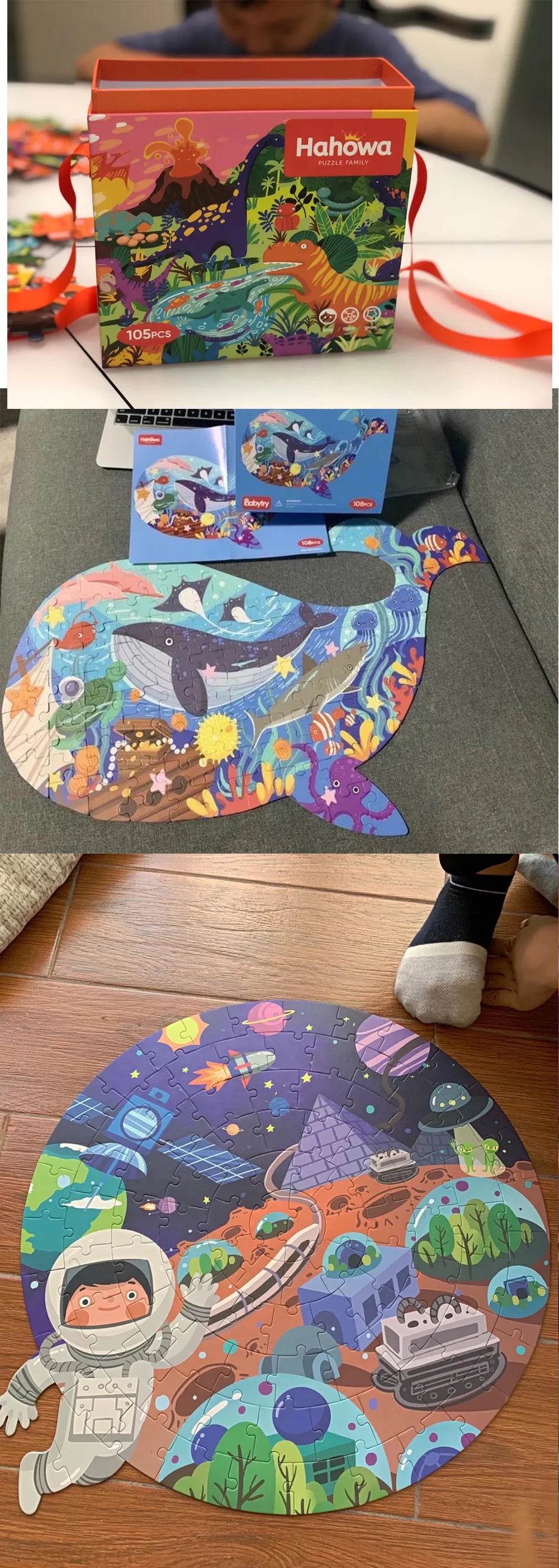 Hahowa Unique Animal Puzzle Children Jigsaw Puzzle Toy With Paper Gift Box Montesorri Education Games Toys Gifts For Kids Child